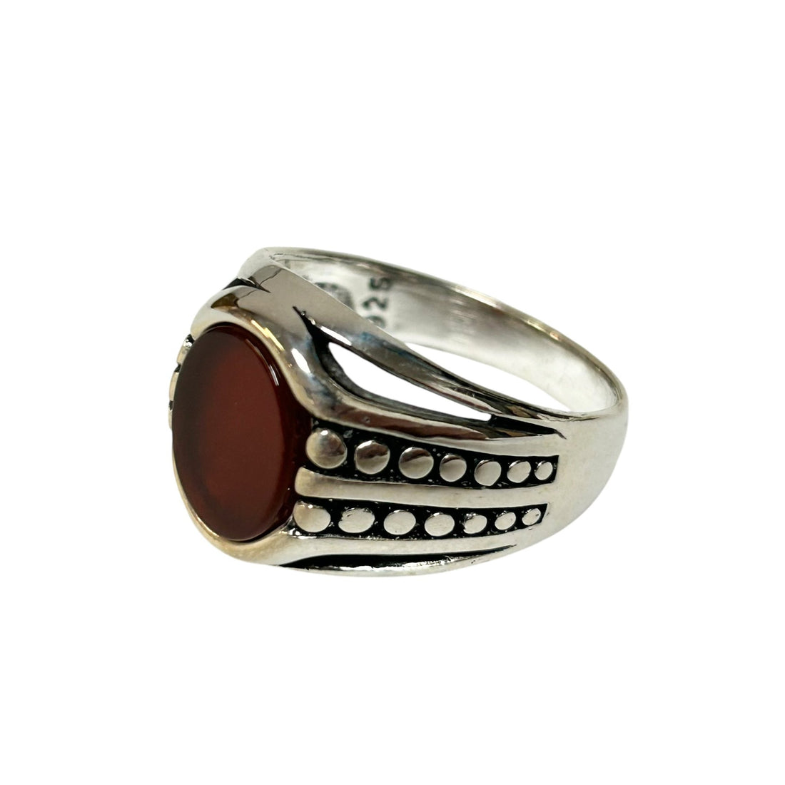 Sterling Silver Red Agate Stone Ring