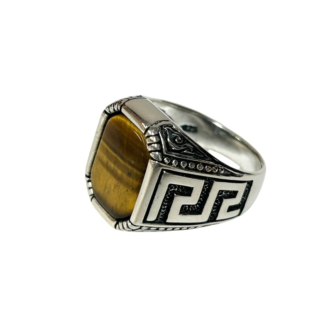 Sterling Silver Tiger Eye Agate Stone Ring