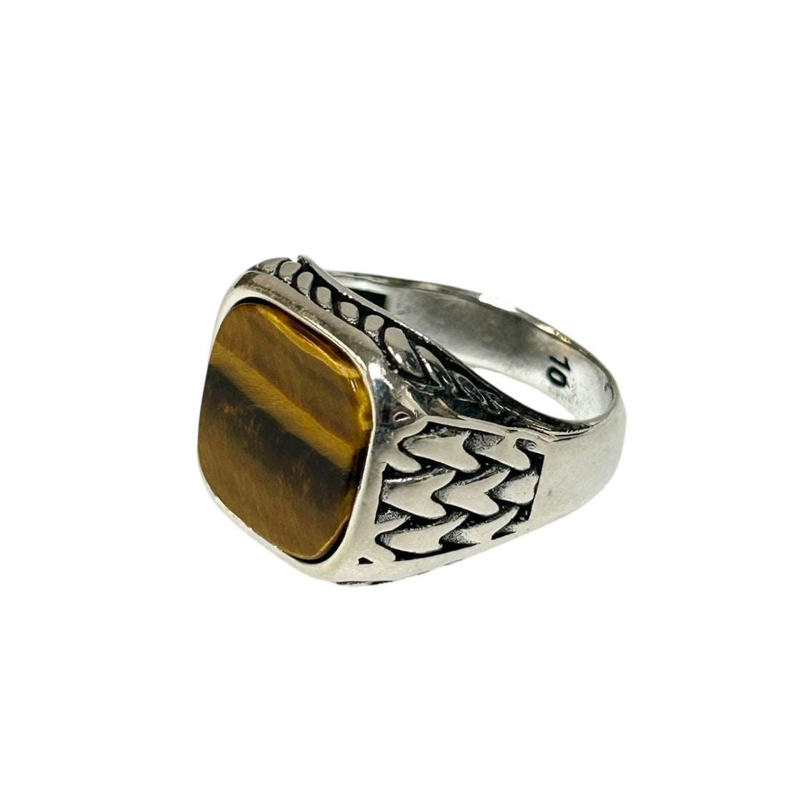 Sterling Silver Tiger Eye Agate Stone Ring