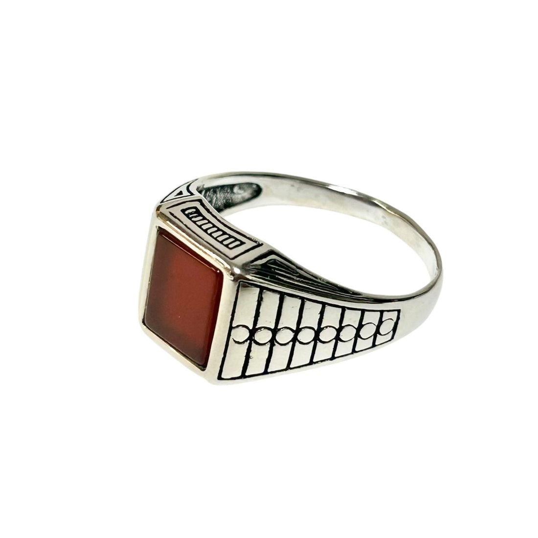 Sterling Silver Red Agate Stone Ring