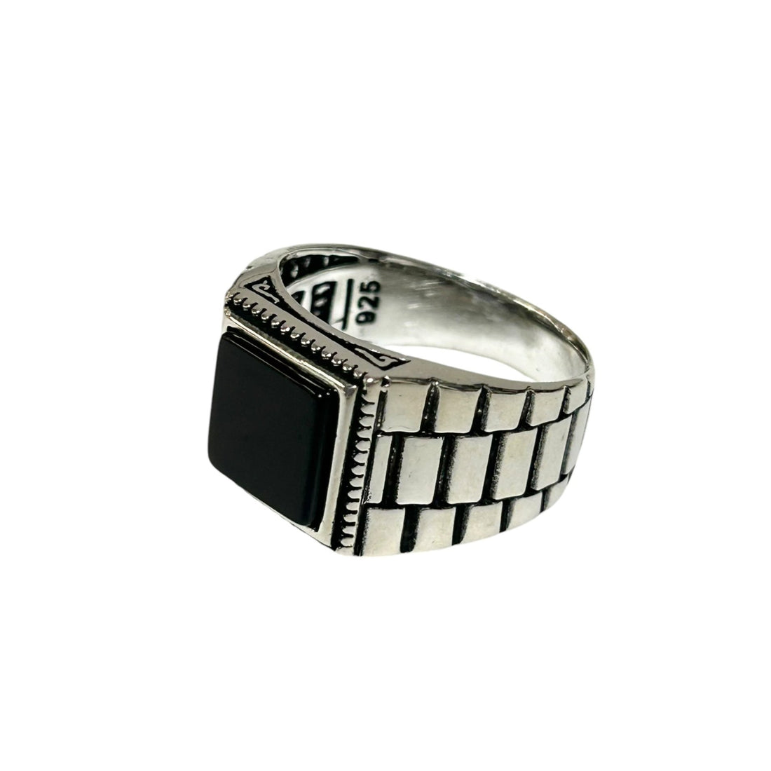 Sterling Silver Black Onyx Agate Stone Ring