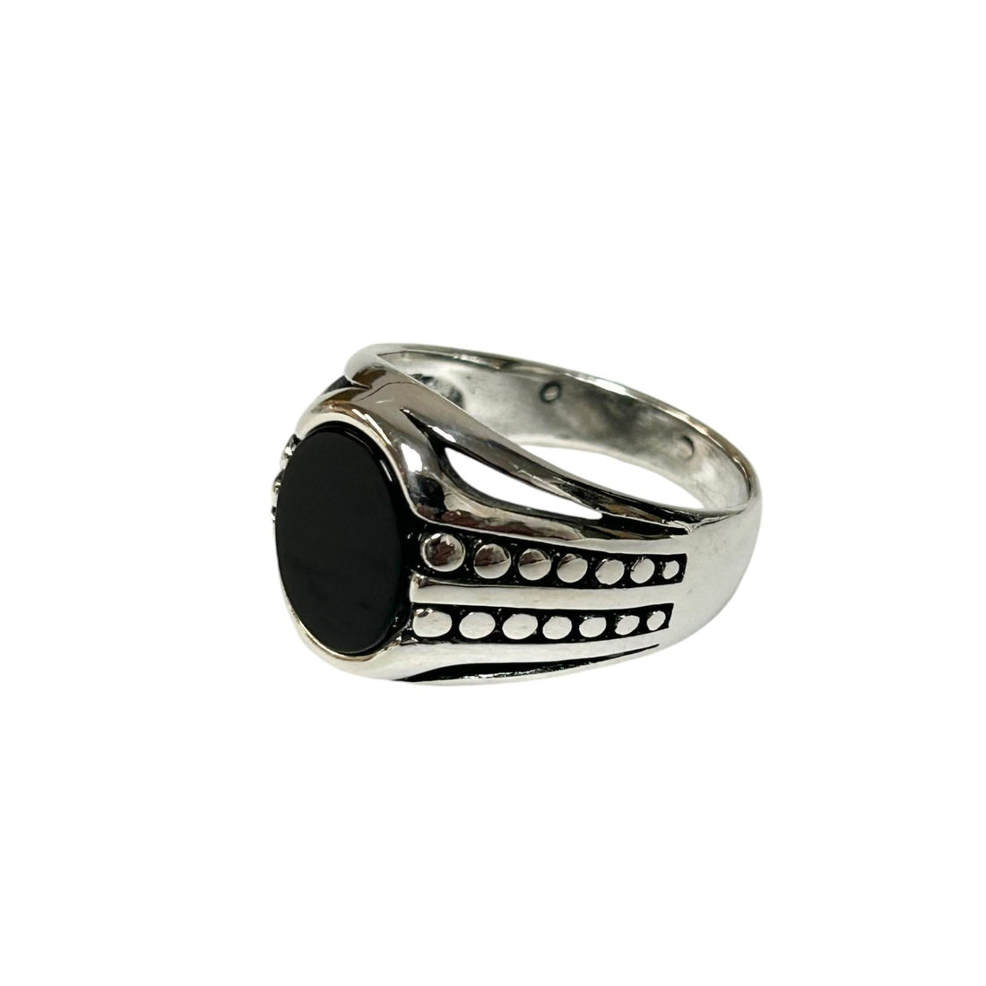 Sterling Silver Black Onyx Agate Stone Ring