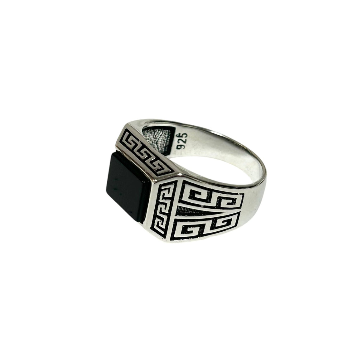 Sterling Silver Black Onyx Agate Stone Ring