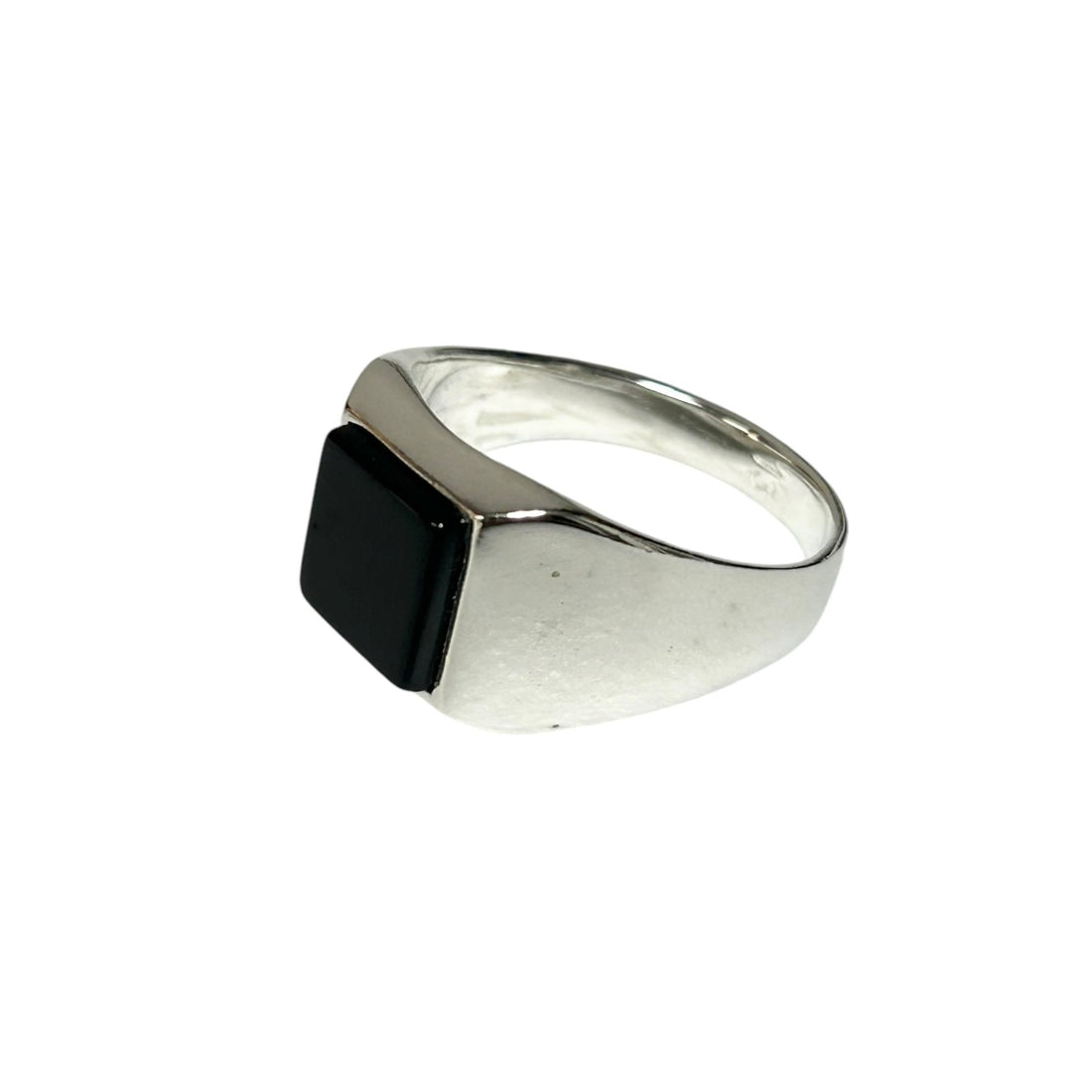 Sterling Silver Black Onyx Agate Stone Ring