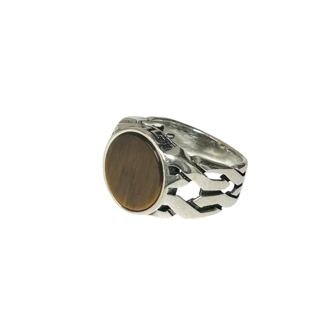 Sterling Silver Tiger Eye Agate Stone Ring