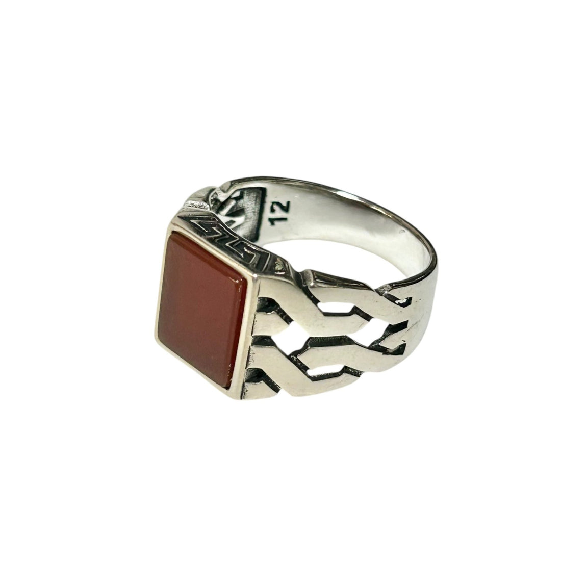 Sterling Silver Red Agate Stone Ring