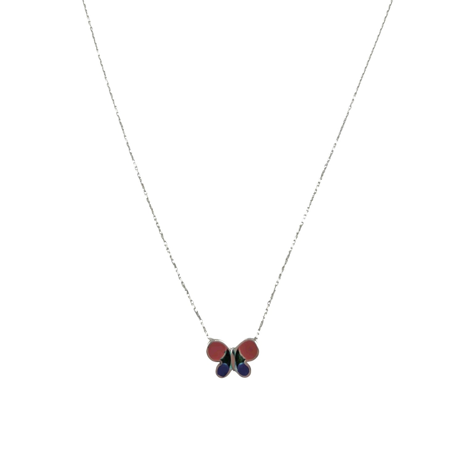 Sterling Silver Multicolor Butterfly Womens Necklace