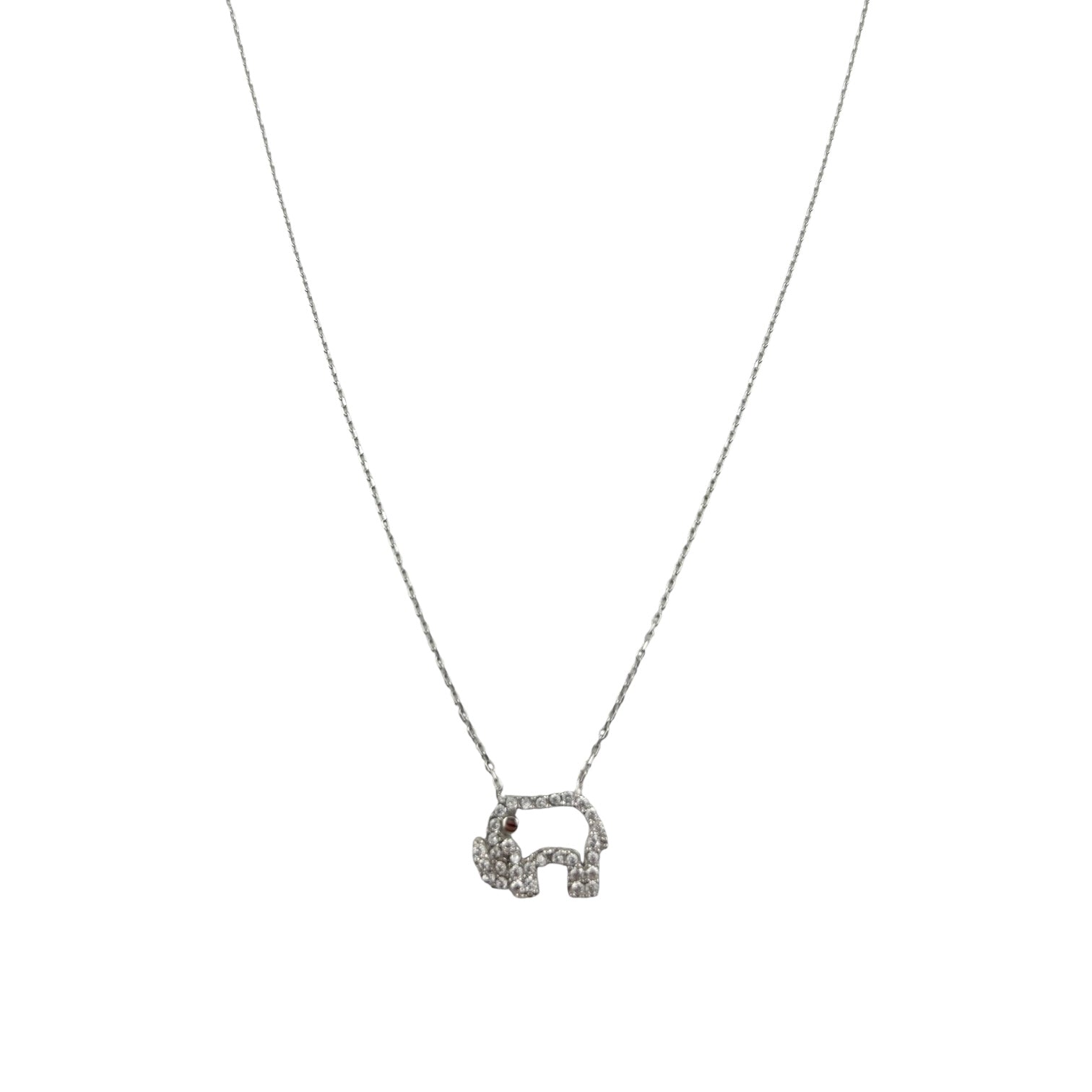 Sterling Silver CZ Elephant Womens Necklace