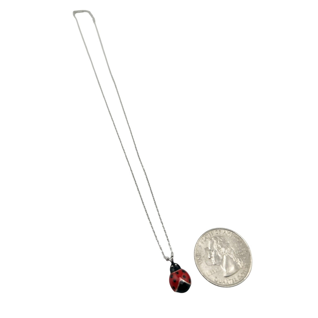 Sterling Silver Lady Bug Womens Necklace