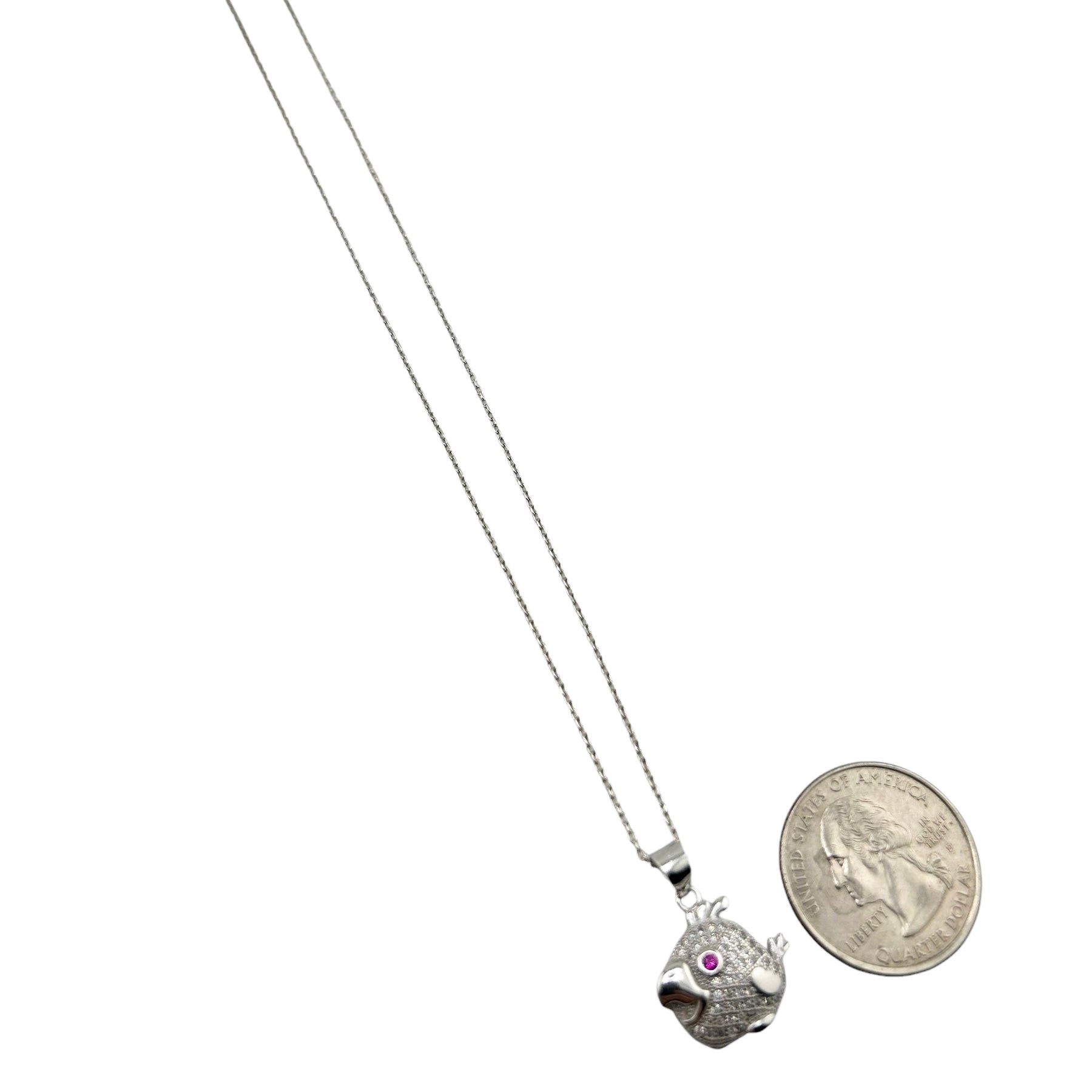 Sterling Silver CZ Bird Womens Necklace