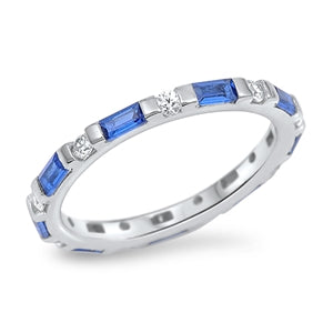Sterling Silver Blue Sapphire CZ Ring