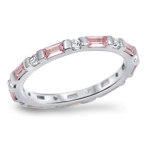 Sterling Silver Pink CZ Ring