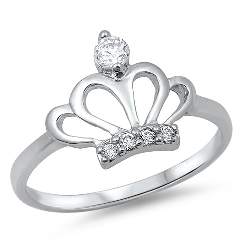 Sterling Silver Crown CZ Ring