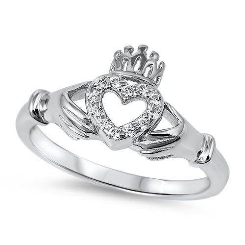 Sterling Silver Claddagh CZ Ring