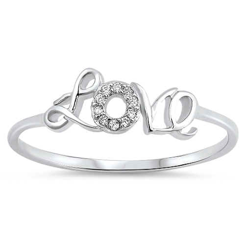Sterling Silver CZ Love Ring
