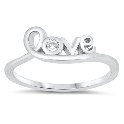 Sterling Silver CZ Love Ring