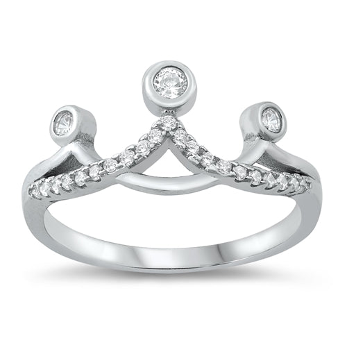Sterling Silver Crown CZ Ring