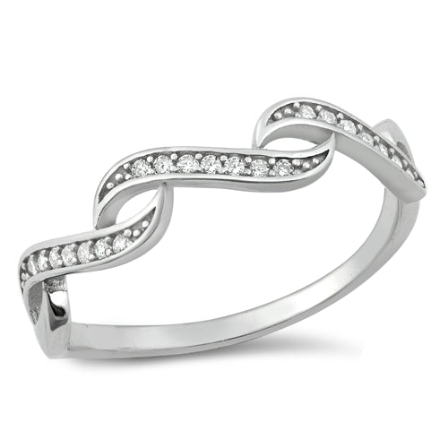 Sterling Silver CZ Wave Ring
