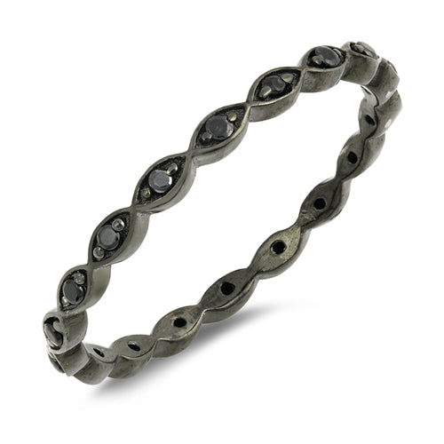 Sterling Silver Black Rhodium CZ Ring