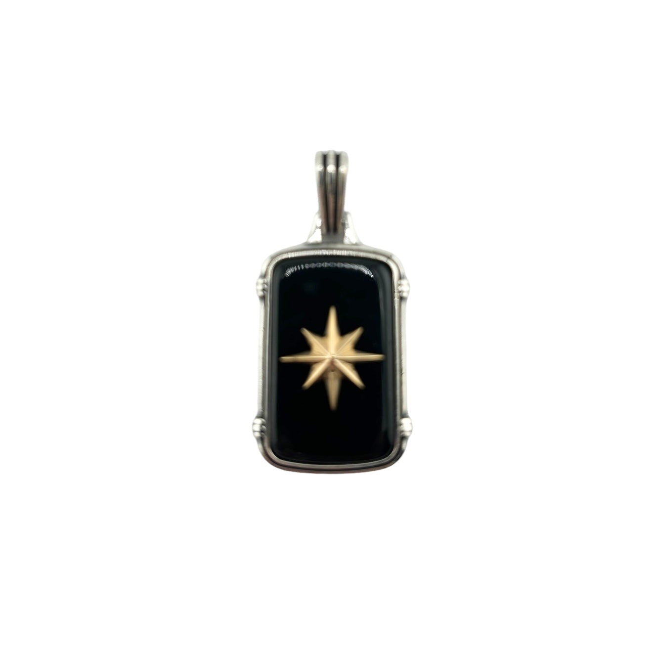 Sterling Silver Onyx Compass Pendant