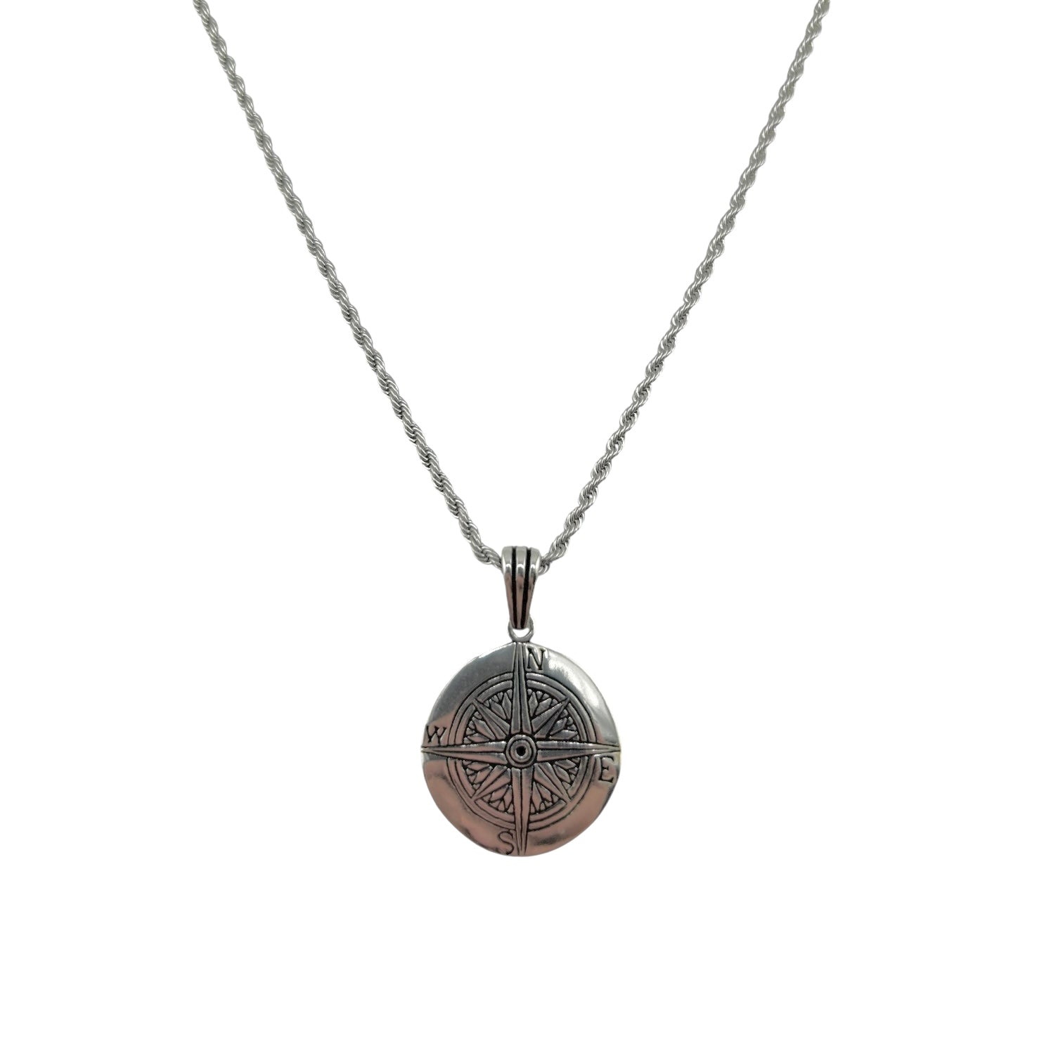Sterling Silver Compass Mens Pendant