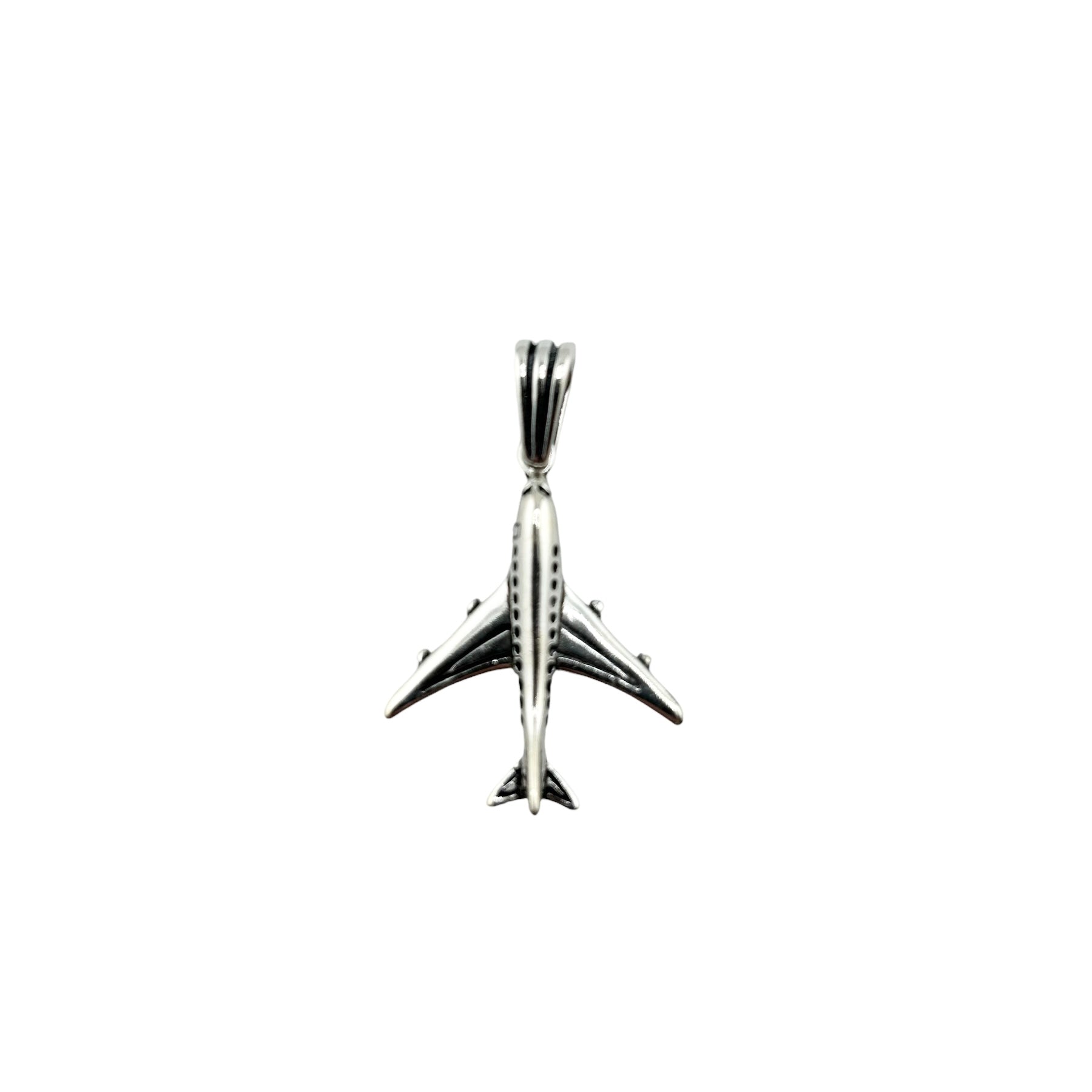 Sterling Silver Airplane Mens Pendant
