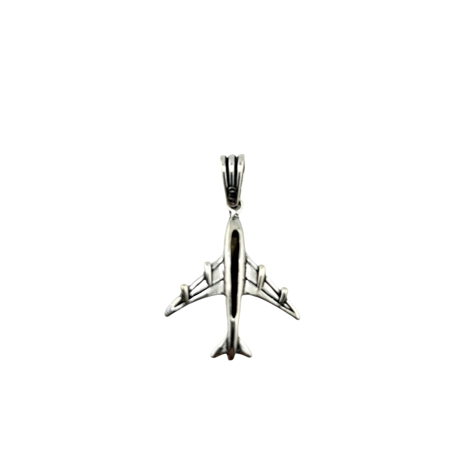Sterling Silver Airplane Mens Pendant