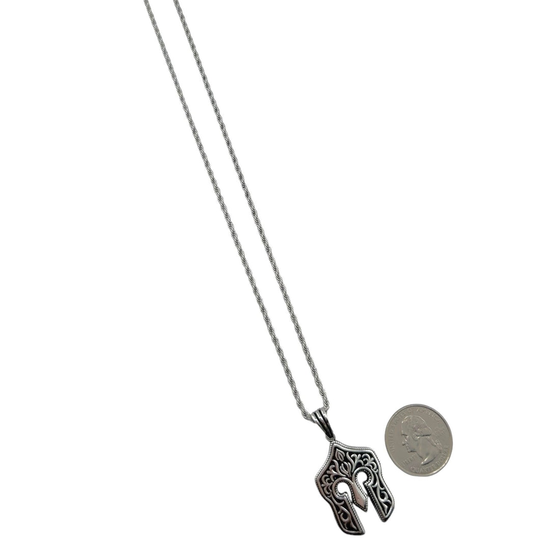 Sterling Silver Warrior Mask Mens Pendant