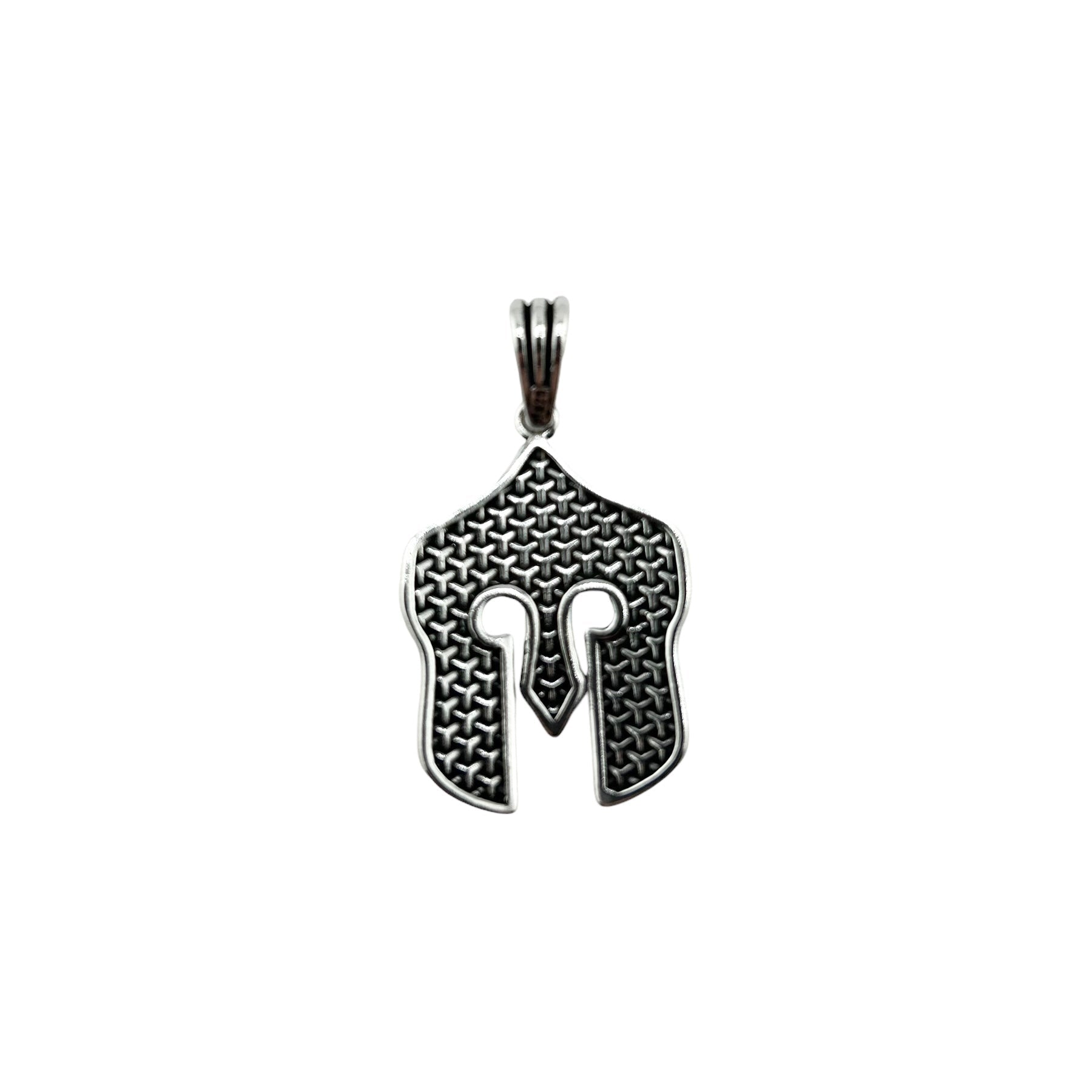 Sterling Silver Warrior Mask Mens Pendant