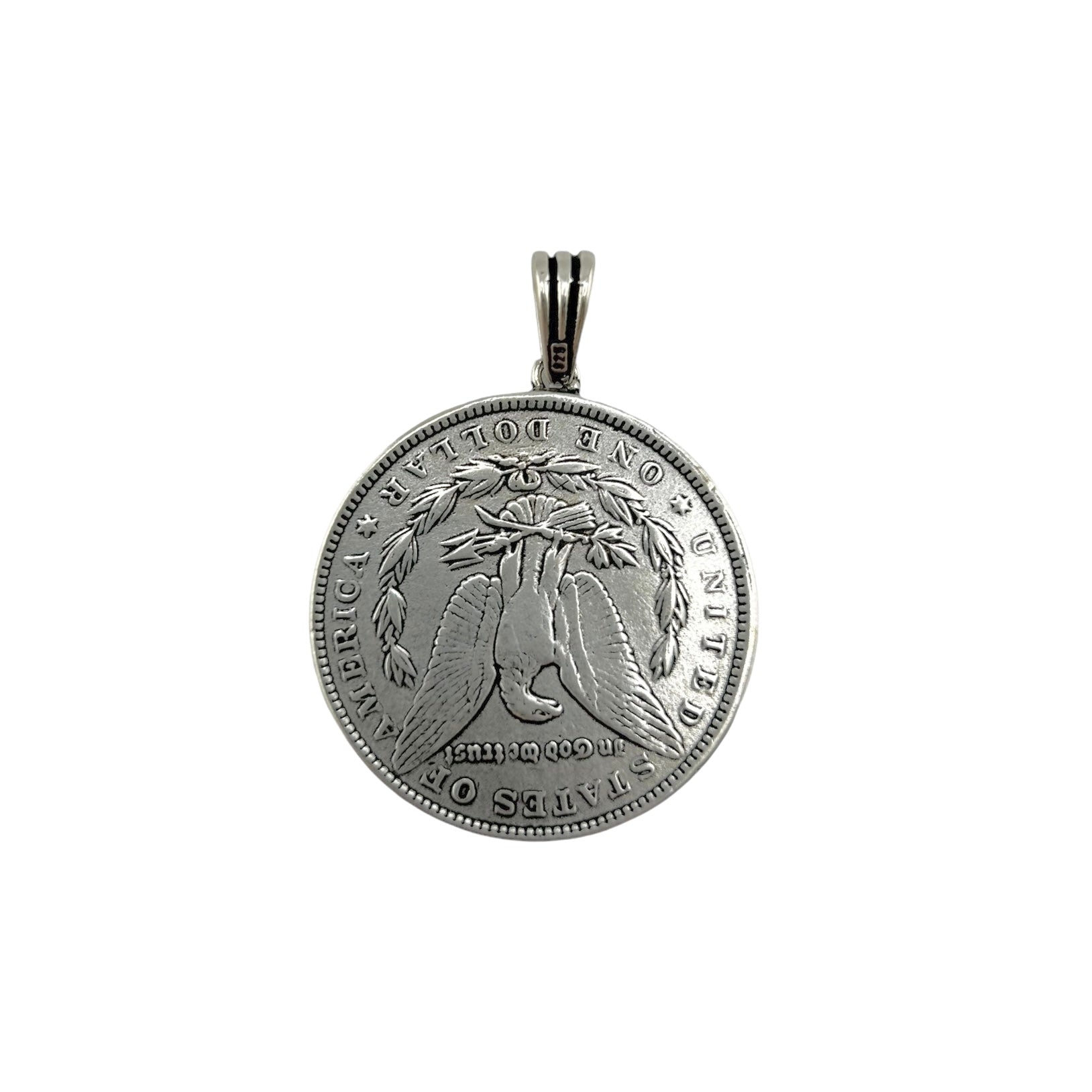 Sterling Silver Rhino Coin Mens Pendant