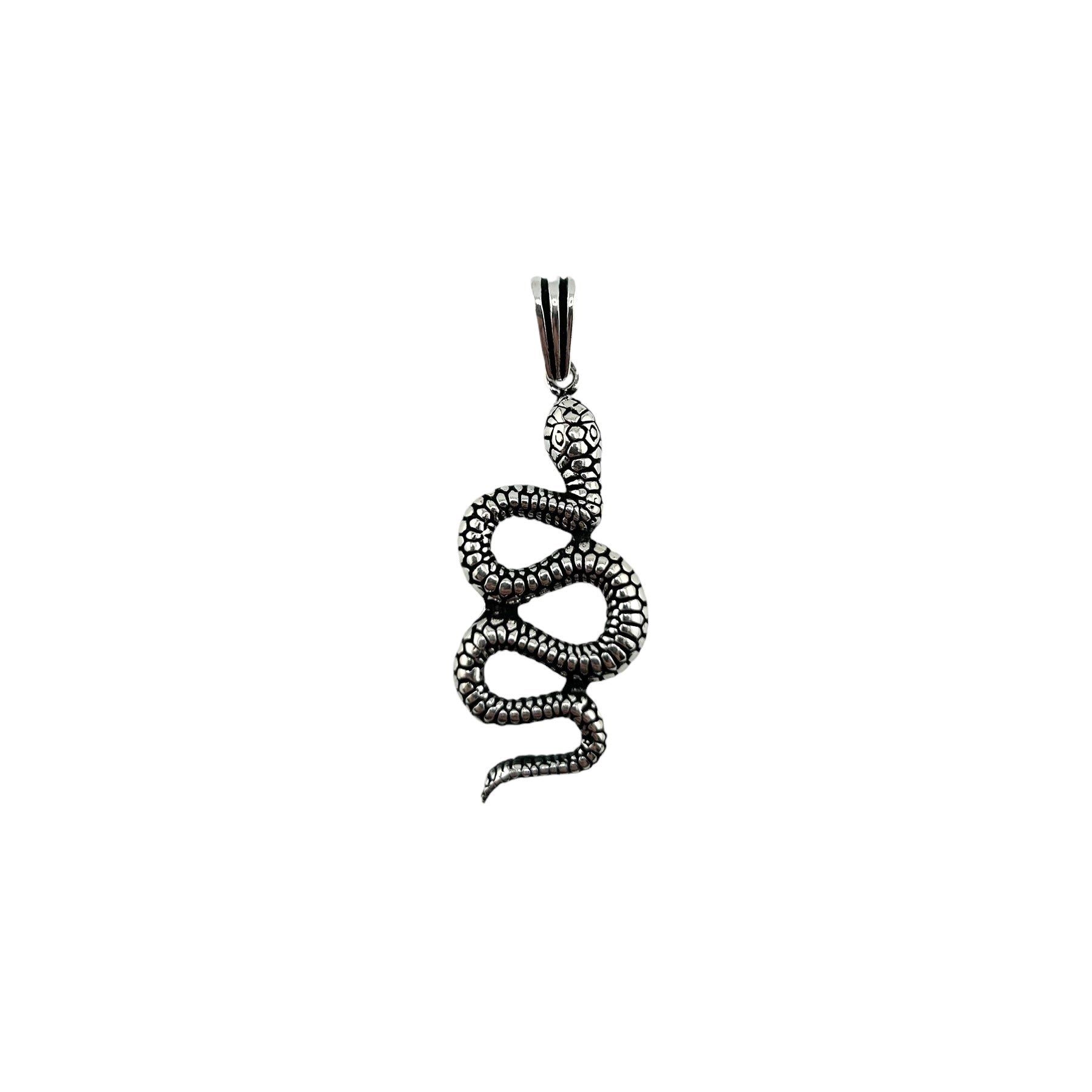 Sterling Silver Snake Mens Pendant