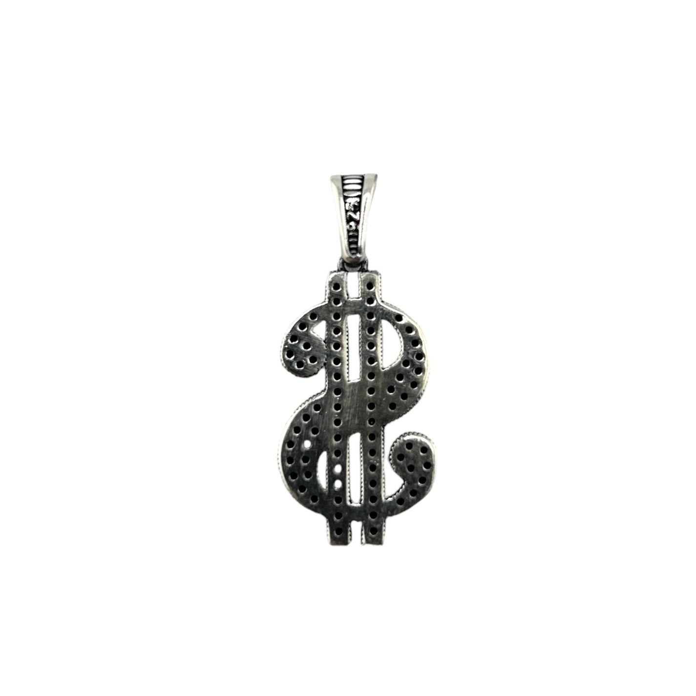 Sterling Silver CZ Dollar Sign Mens Pendant