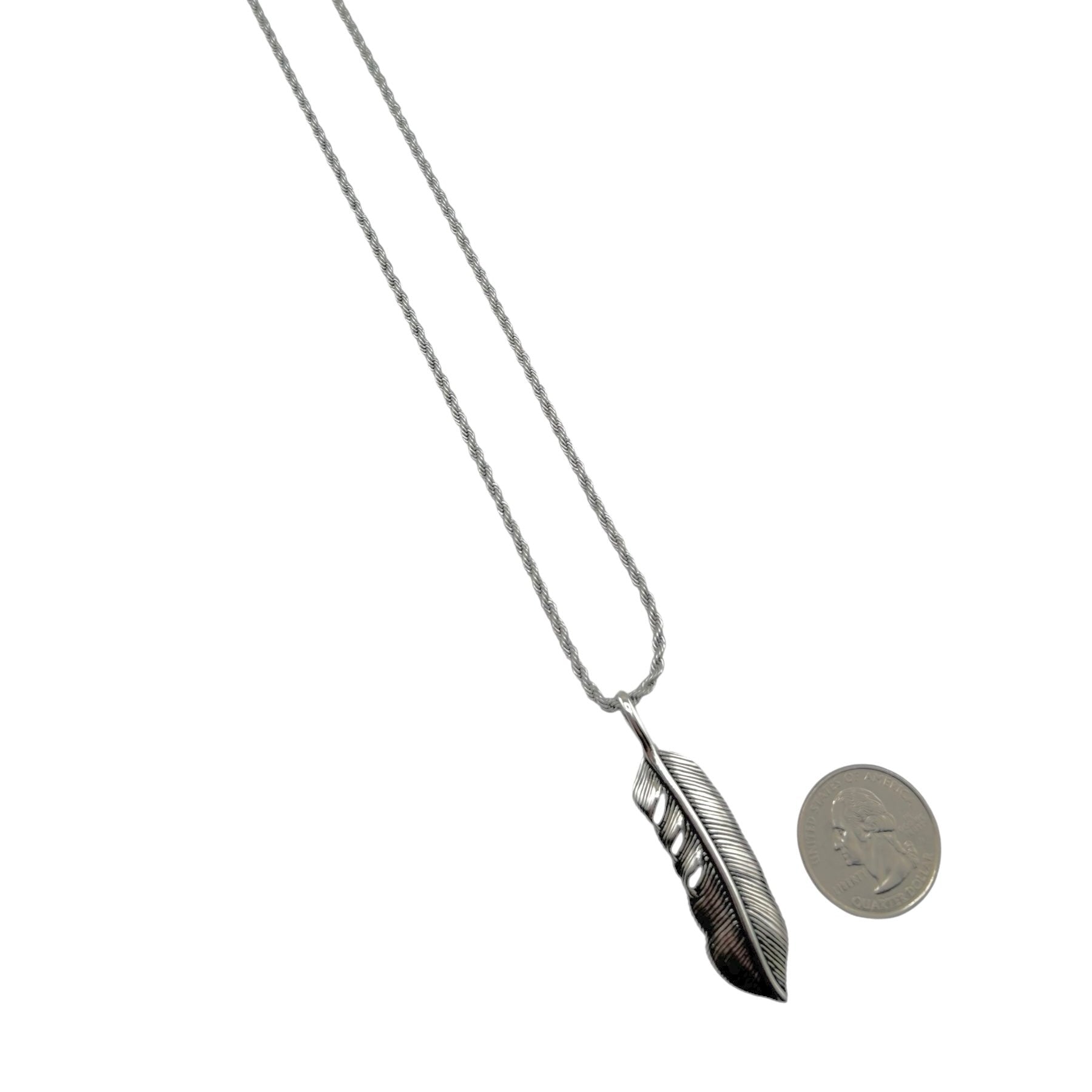 Sterling Silver Leaf Mens Pendant