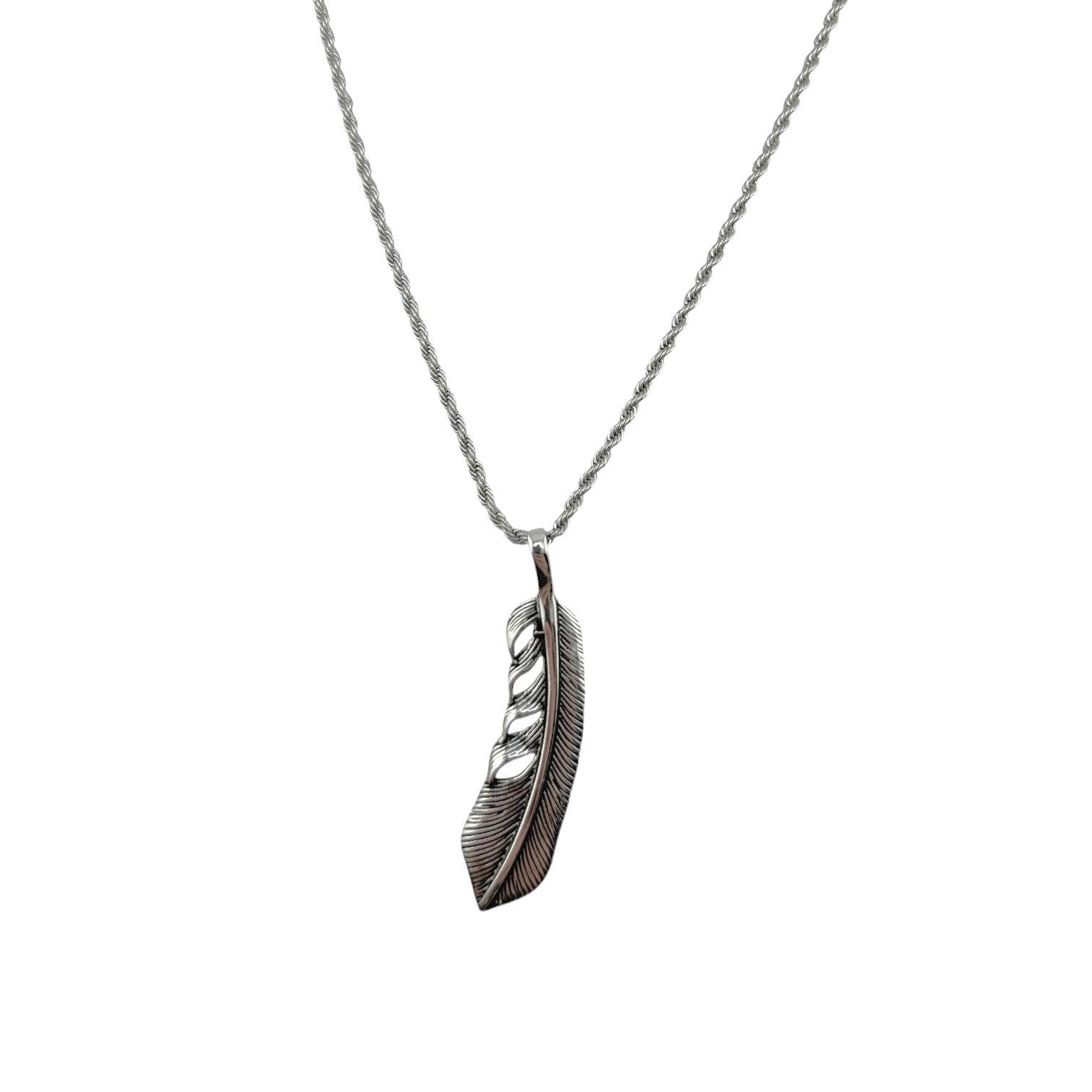 Sterling Silver Leaf Mens Pendant