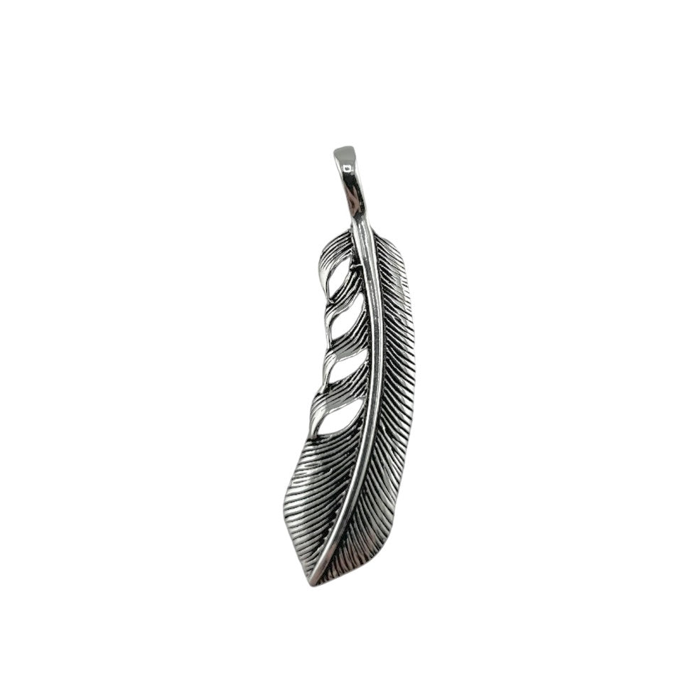 Sterling Silver Leaf Mens Pendant