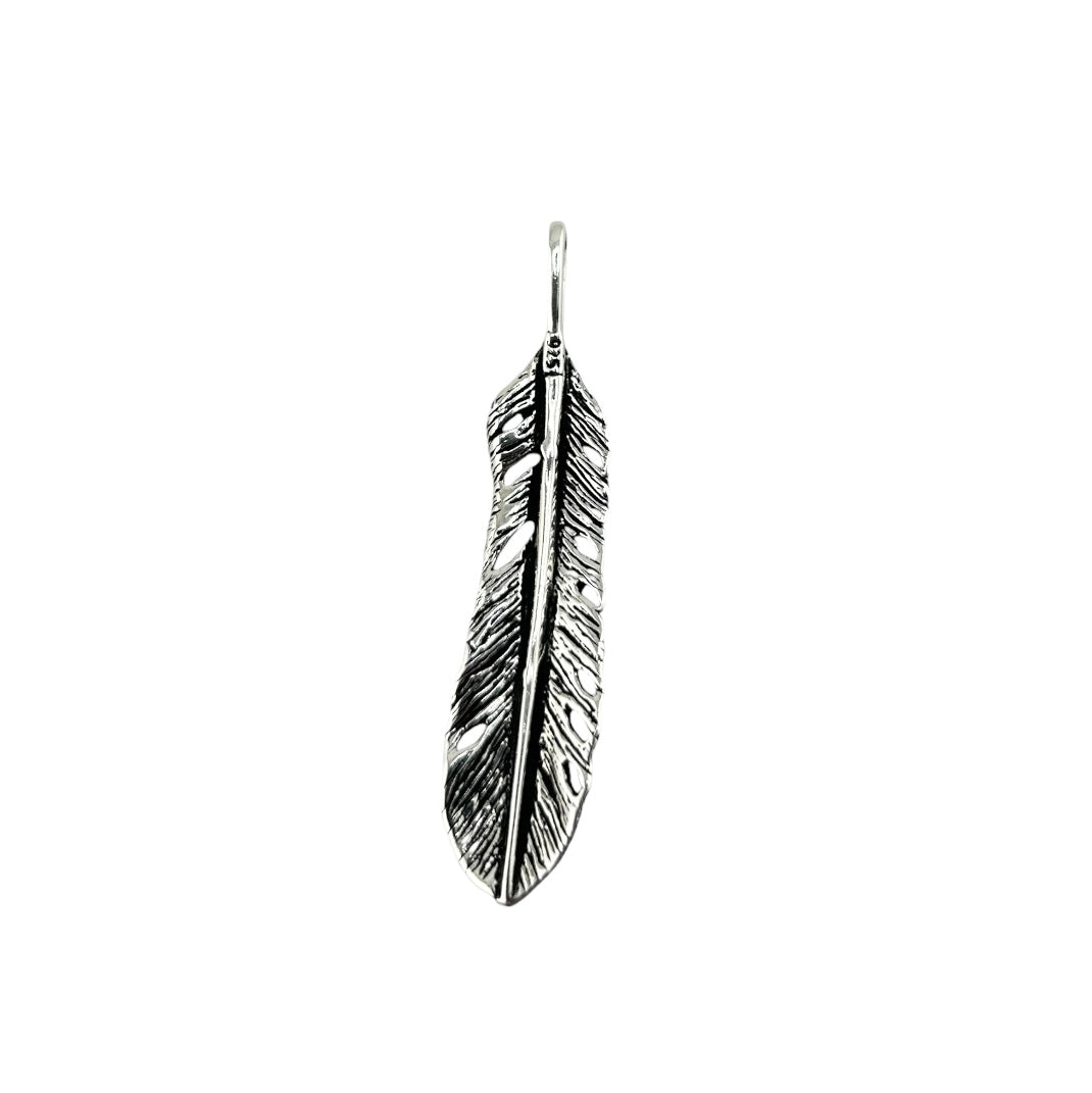 Sterling Silver Turquoise Leaf Mens Pendant