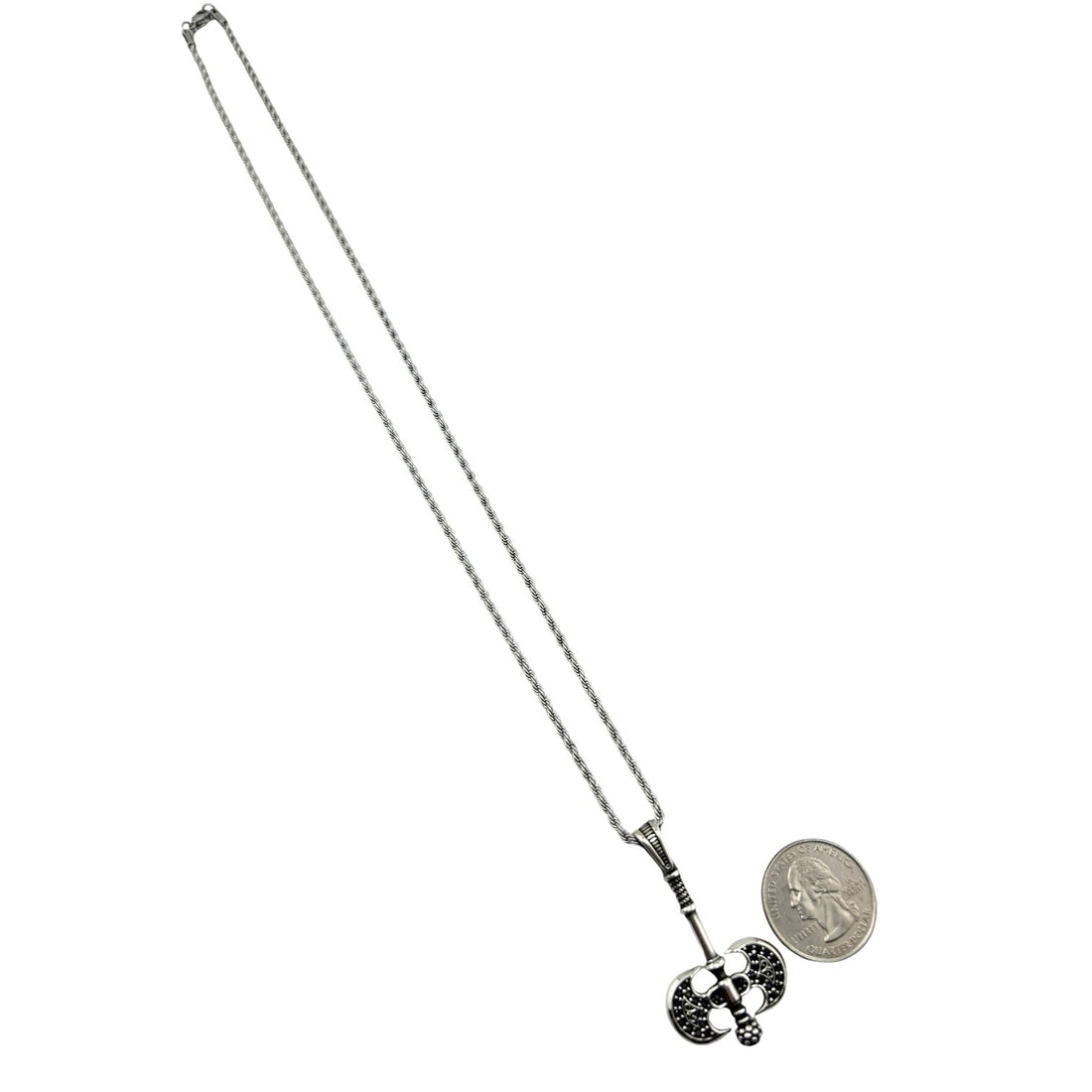 Sterling Silver CZ Ax Mens Pendant