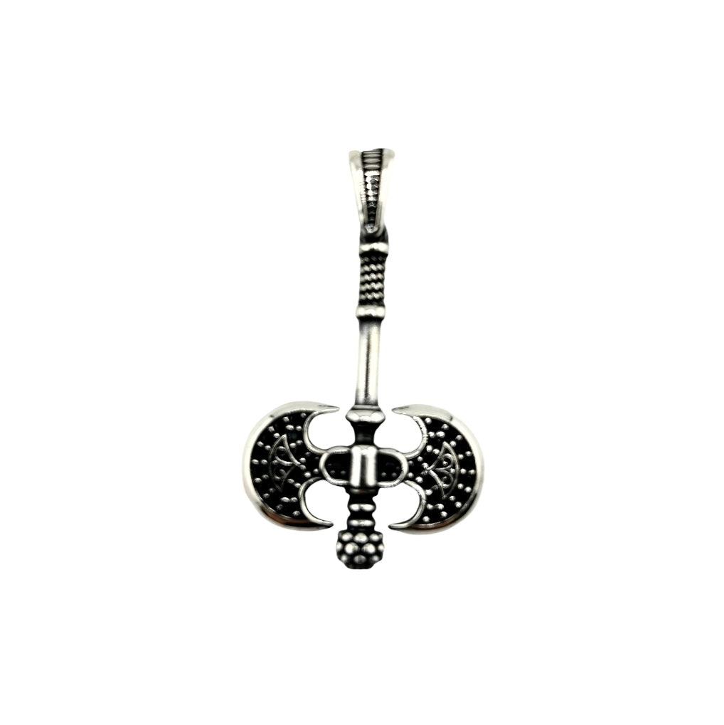 Sterling Silver CZ Ax Mens Pendant