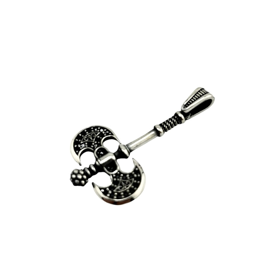 Sterling Silver CZ Ax Mens Pendant