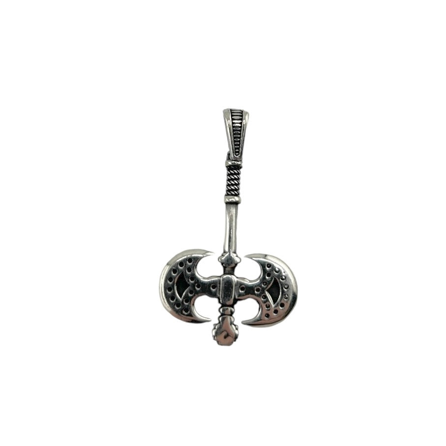 Sterling Silver CZ Ax Mens Pendant