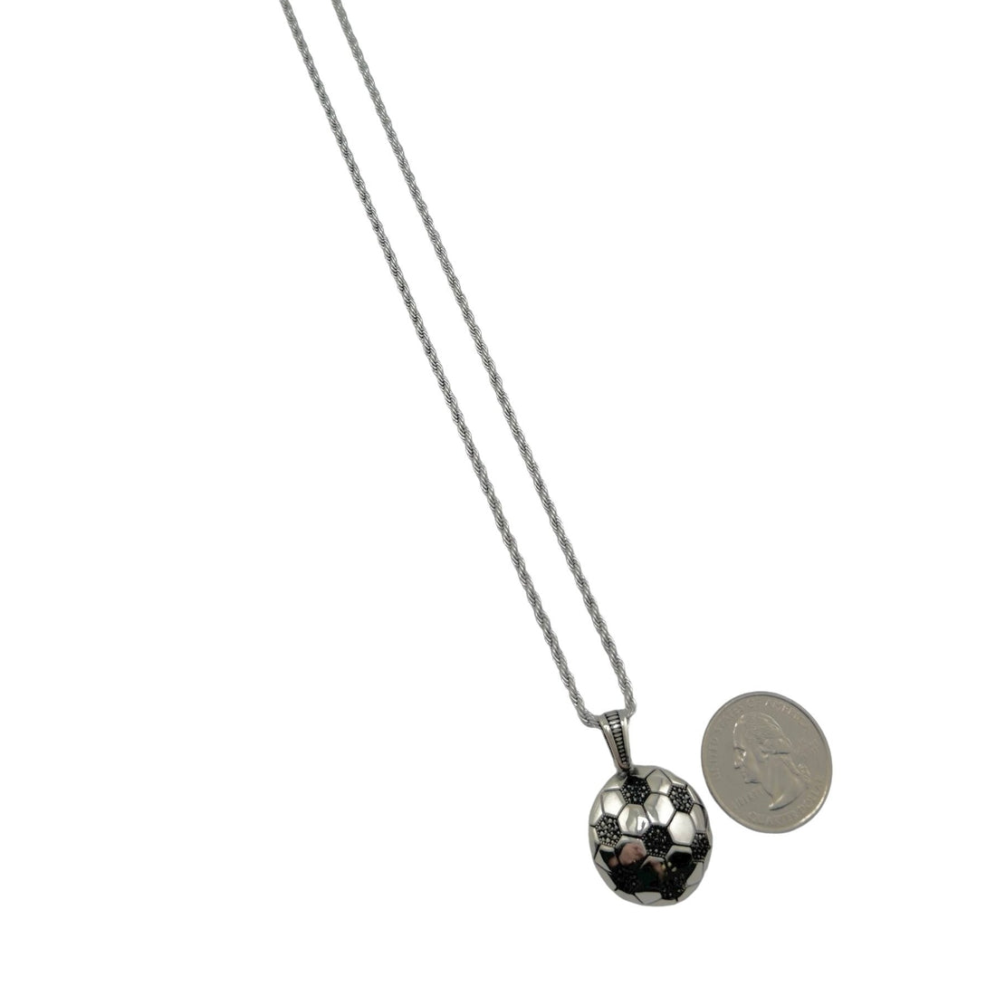 Sterling Silver CZ Soccer Ball Mens Pendant