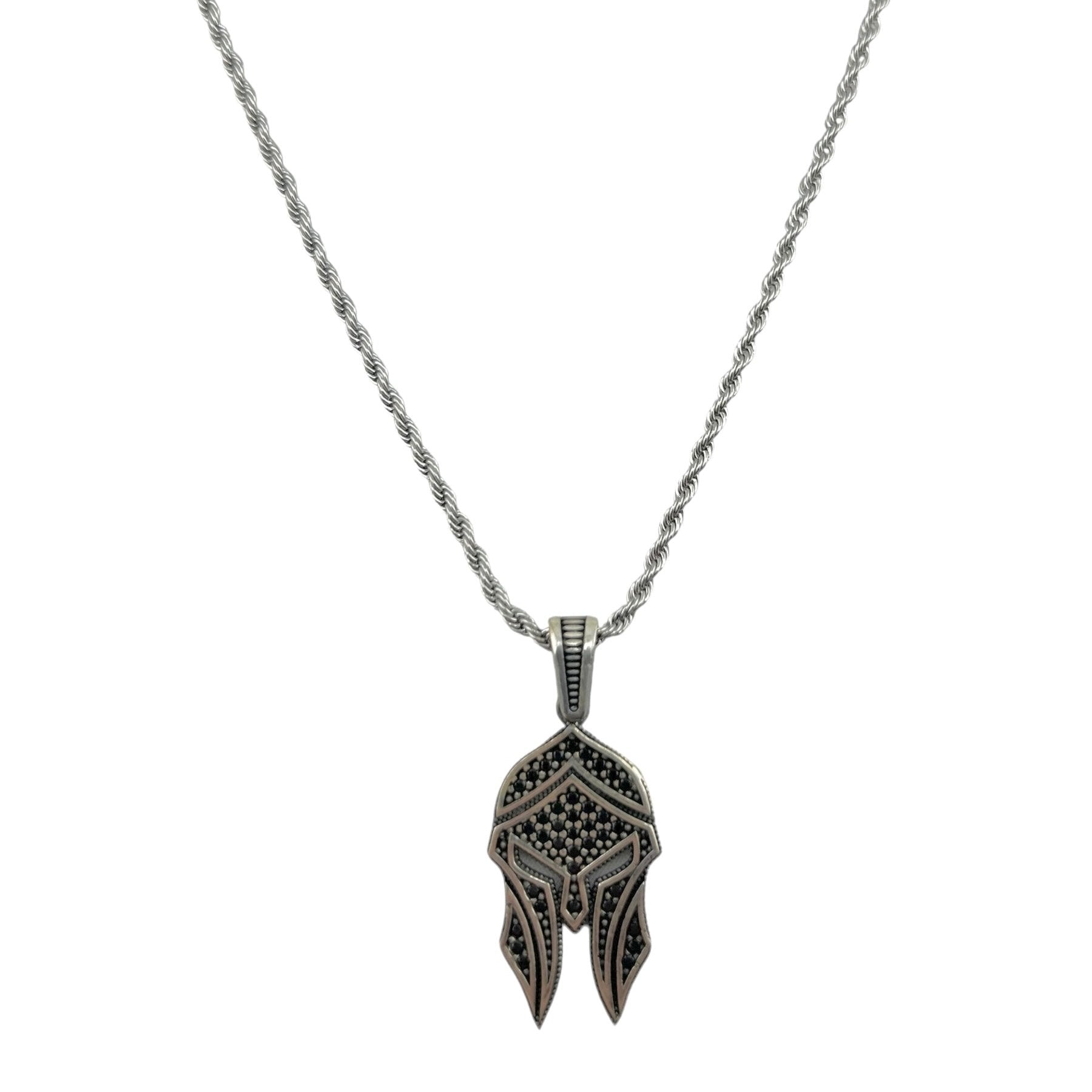 Sterling Silver Gladiator Mask Mens Pendant