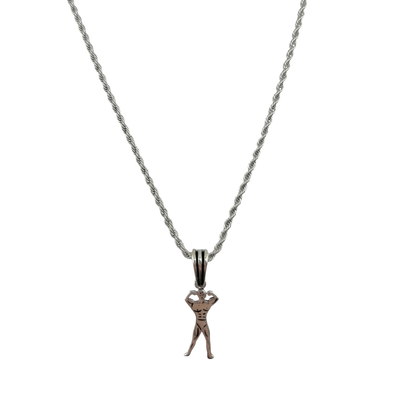 Sterling Silver Body Builder Mens Pendant