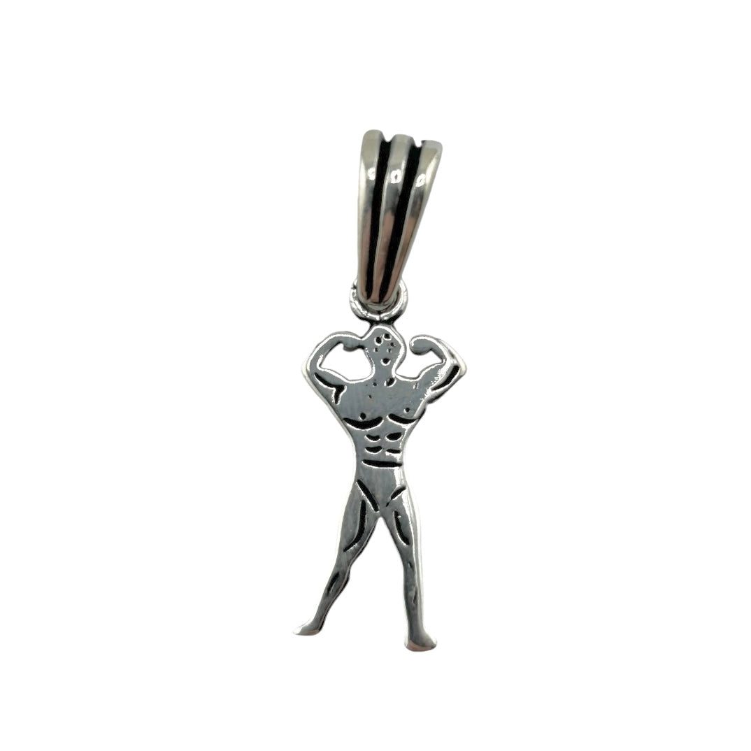 Sterling Silver Body Builder Mens Pendant
