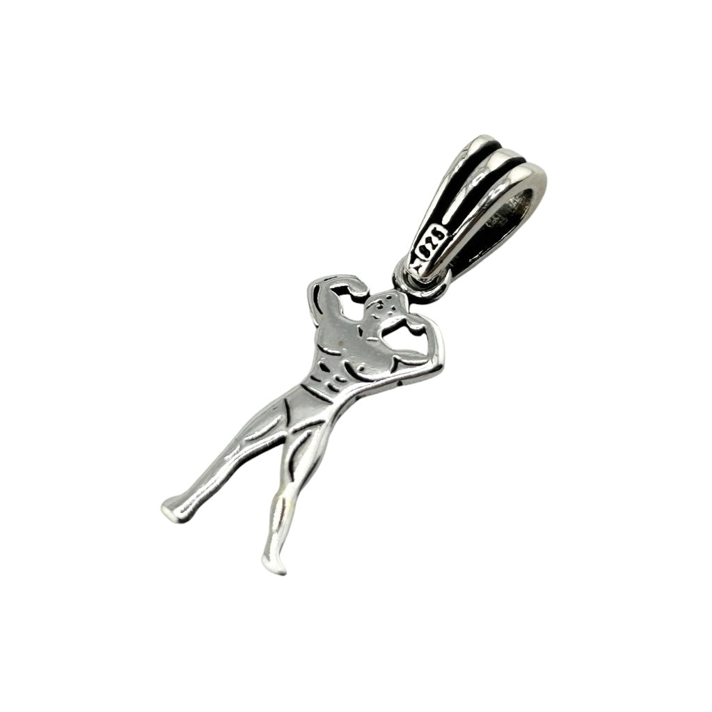 Sterling Silver Body Builder Mens Pendant