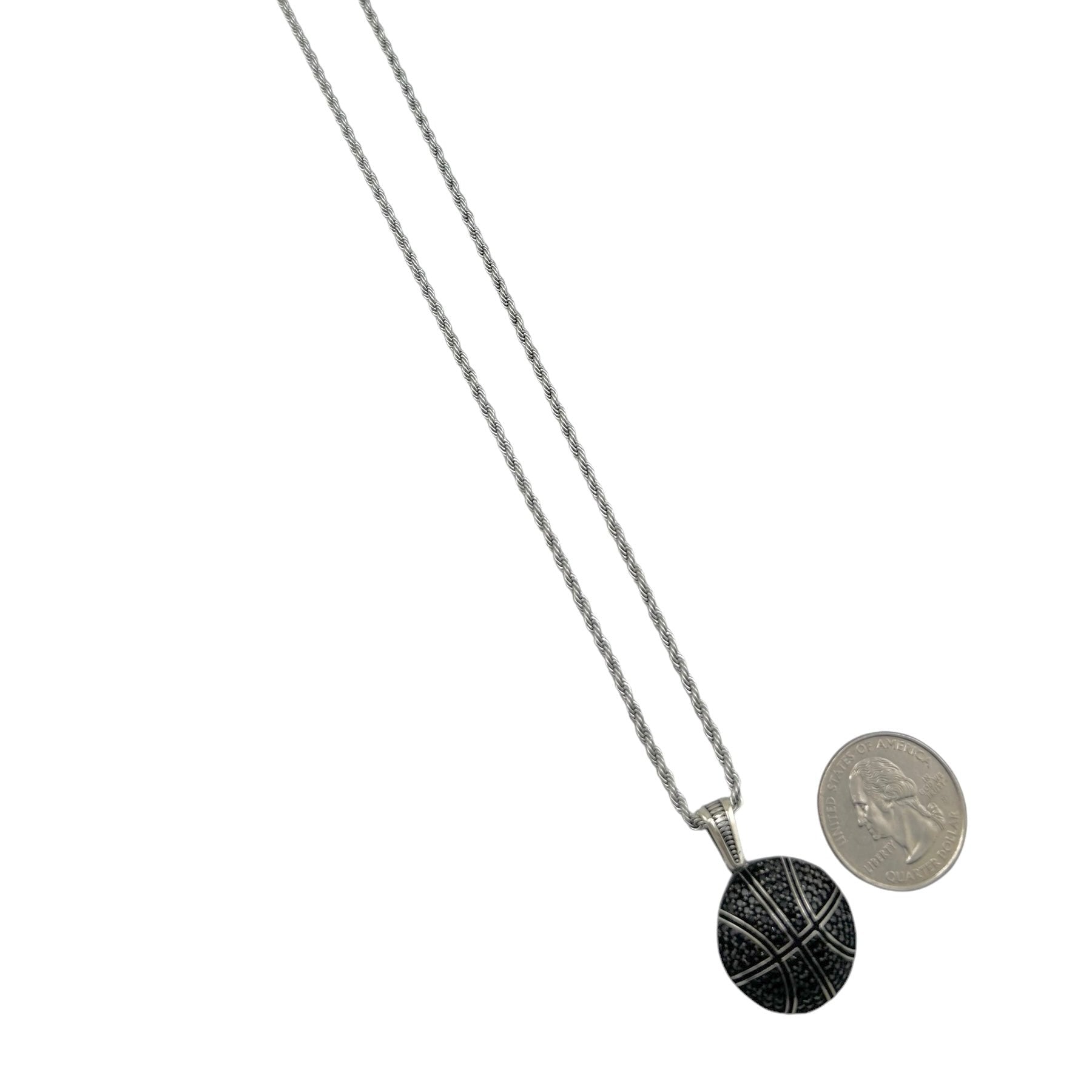 Sterling Silver CZ Basketball Mens Pendant