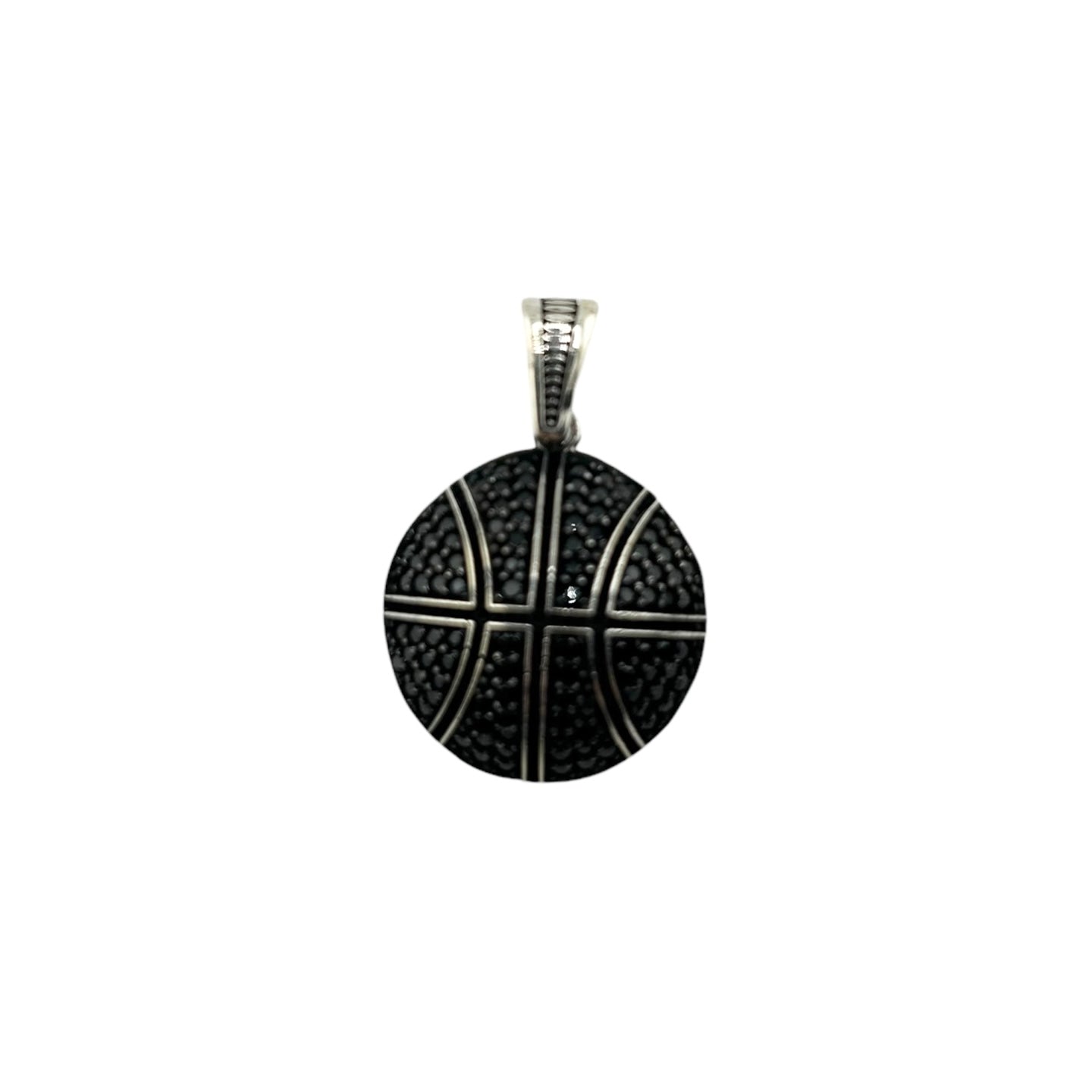 Sterling Silver CZ Basketball Mens Pendant