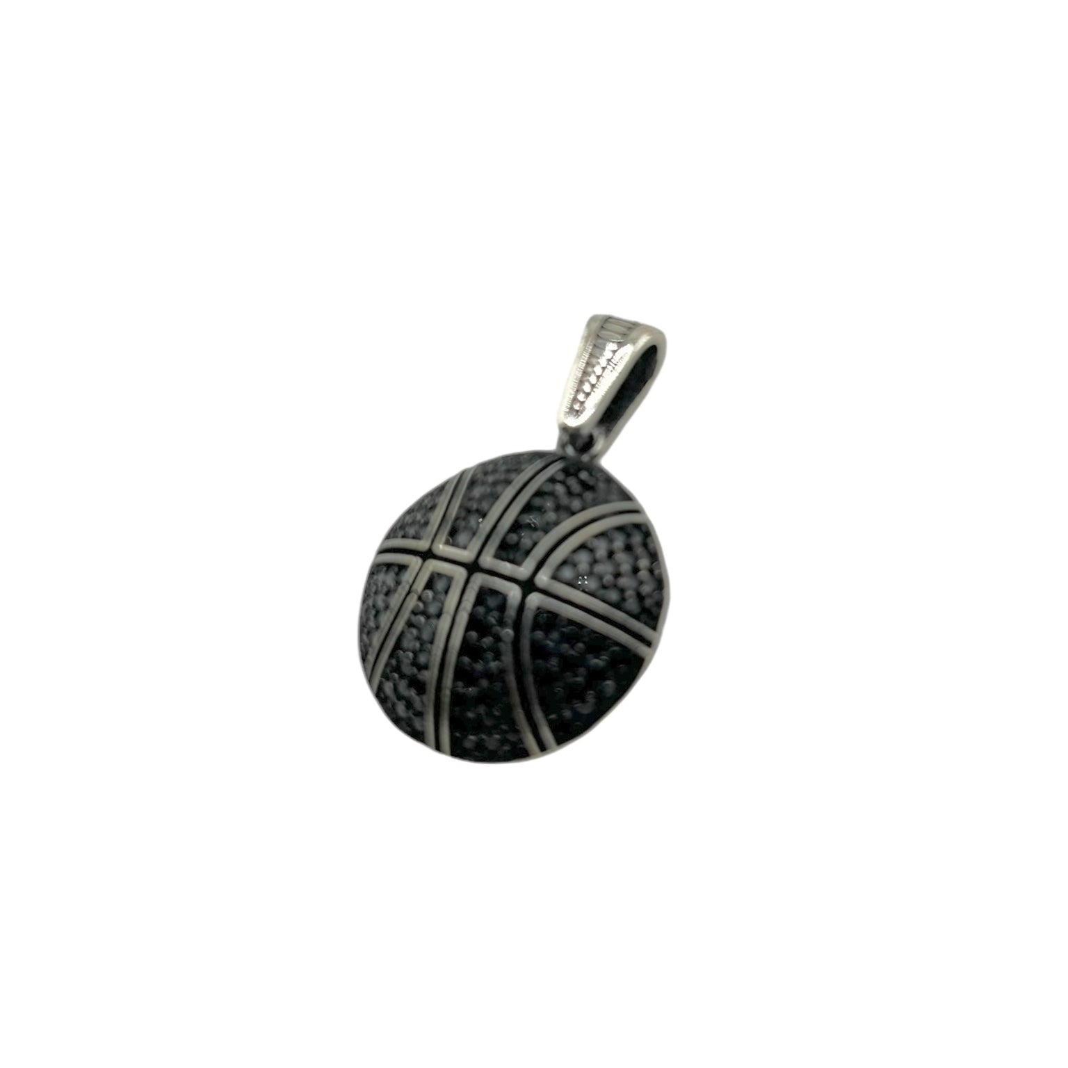 Sterling Silver CZ Basketball Mens Pendant