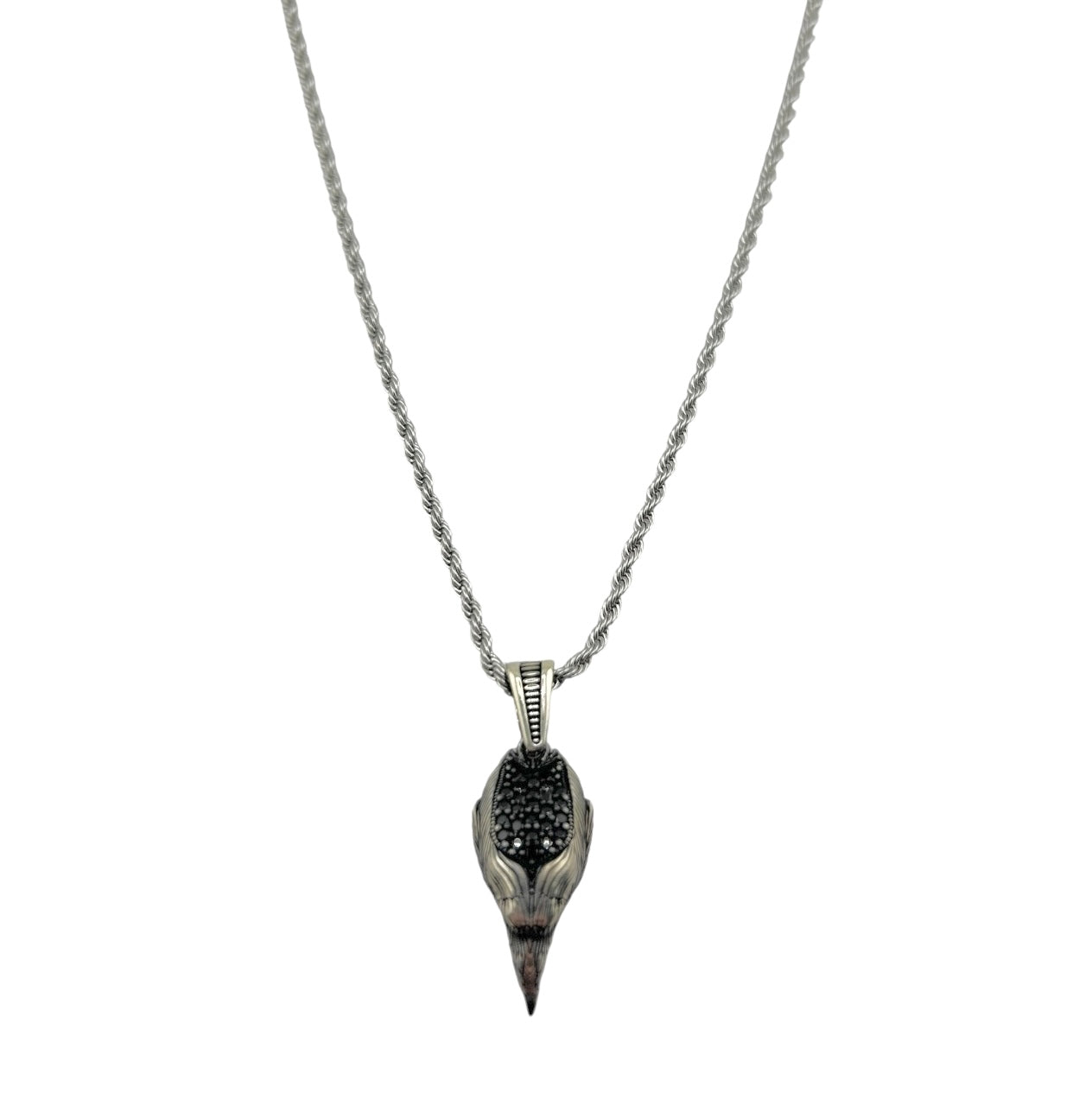 Sterling Silver CZ Eagle Head Mens Pendant