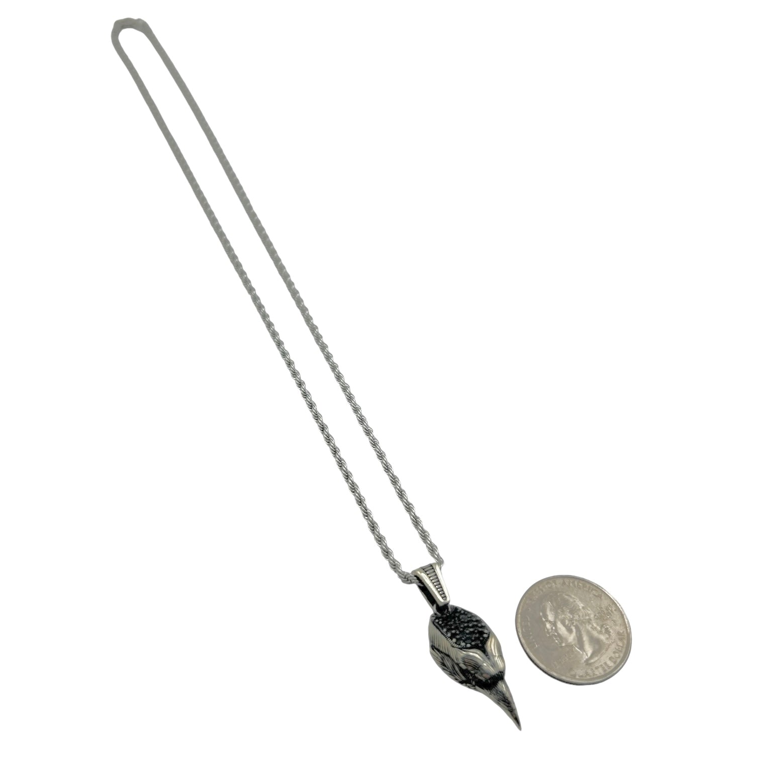 Sterling Silver CZ Eagle Head Mens Pendant